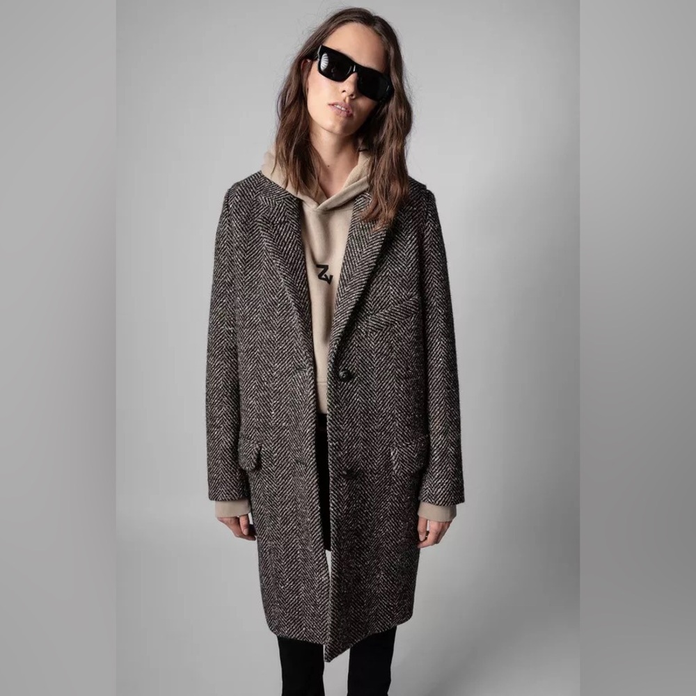 Zadig & Voltaire Herringbone Coat - multi tonal with gold